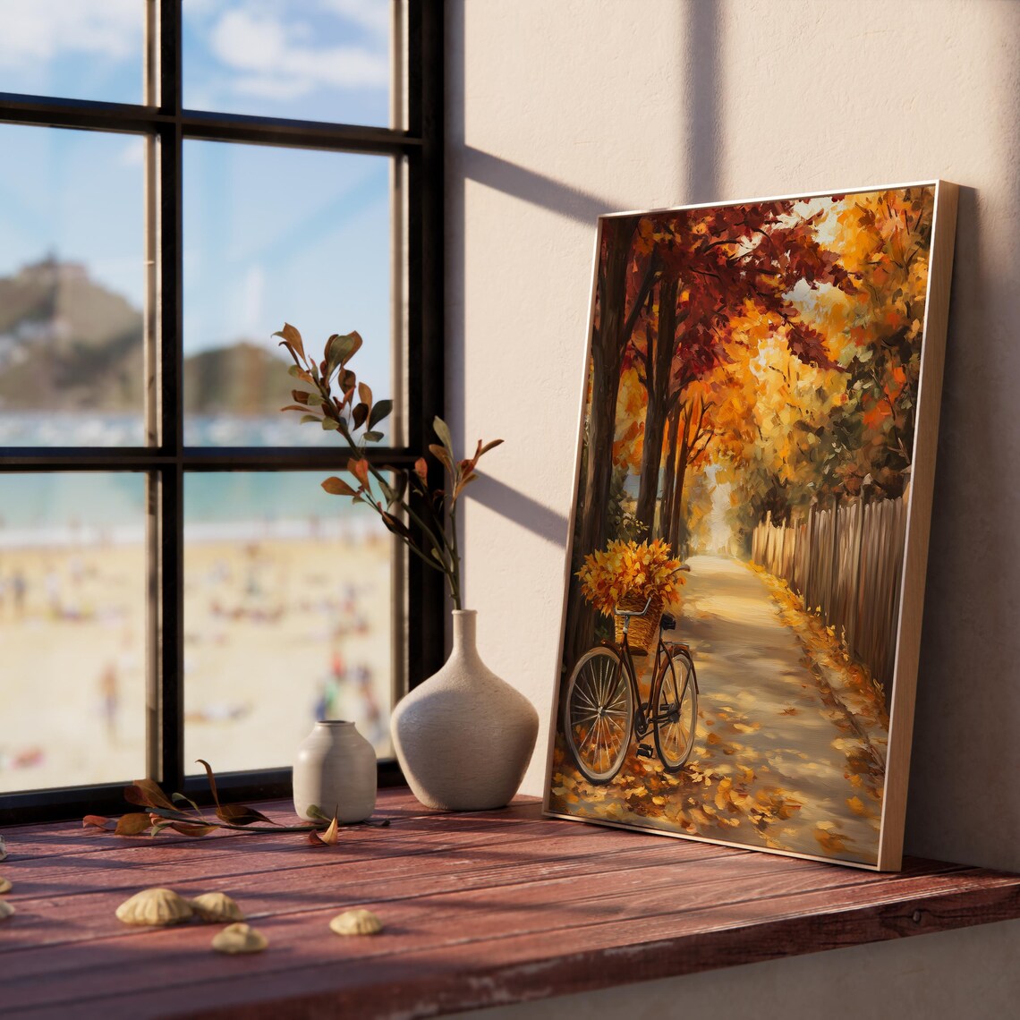 Autumn Street With Bicycle Rustic Fall Scene - Image 5