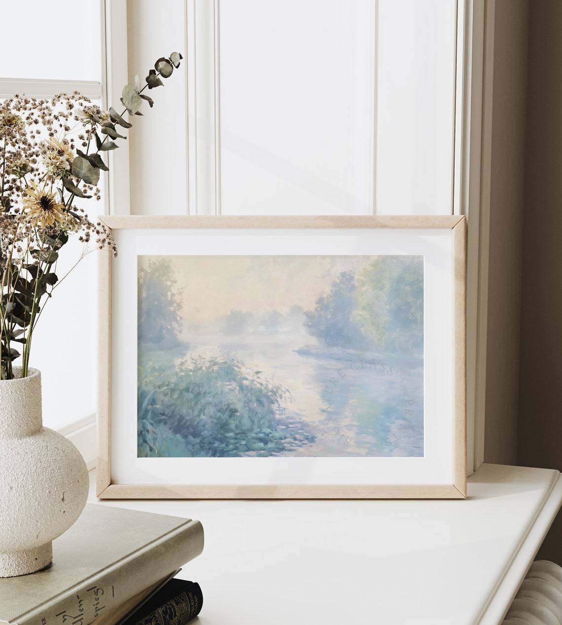 Seine Near Giverny Soft Misty Pastel Morning River Scene Poster - Image 6