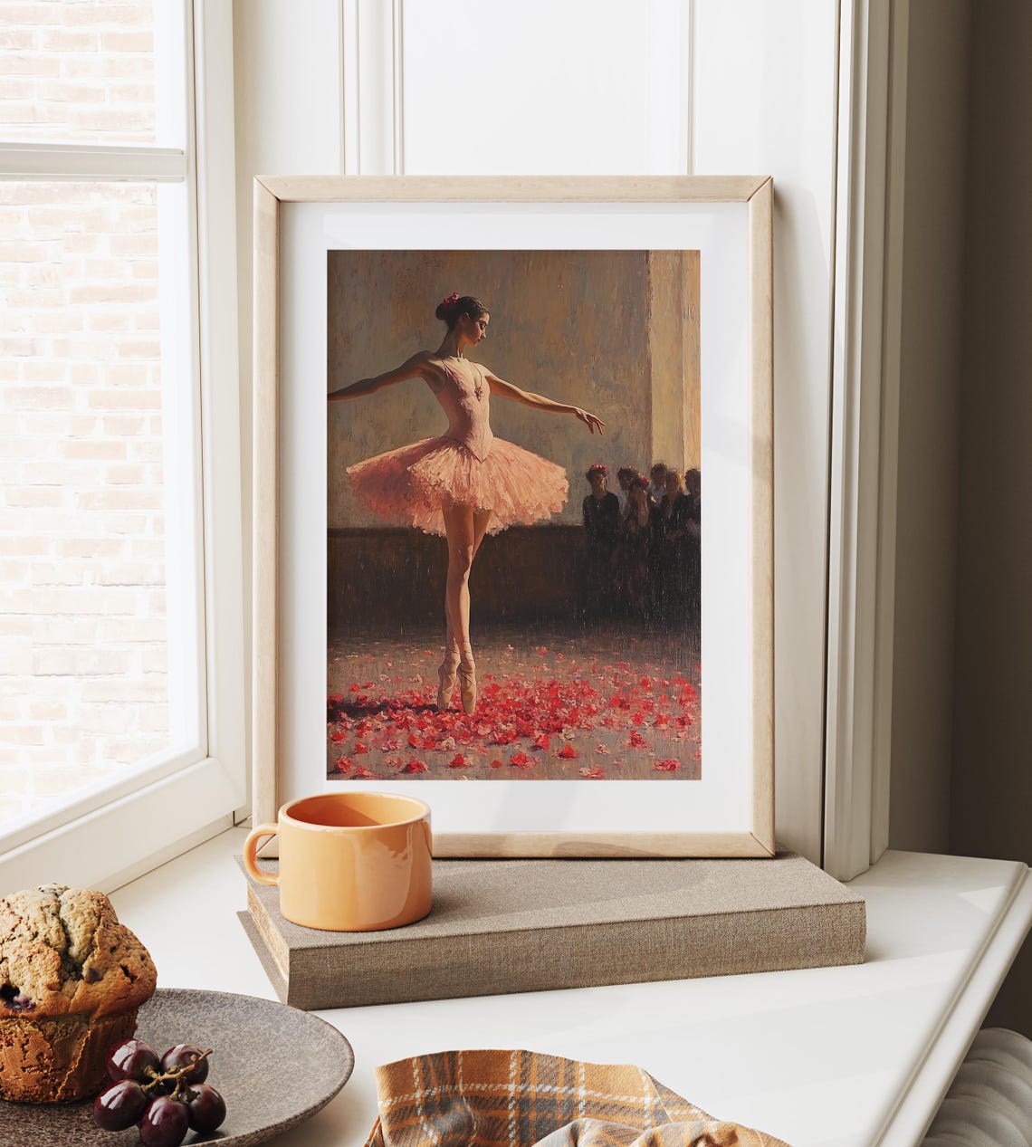 Ballet Dancer in Pink Tutu Scattered Rose Petals Stage Poster - Image 4