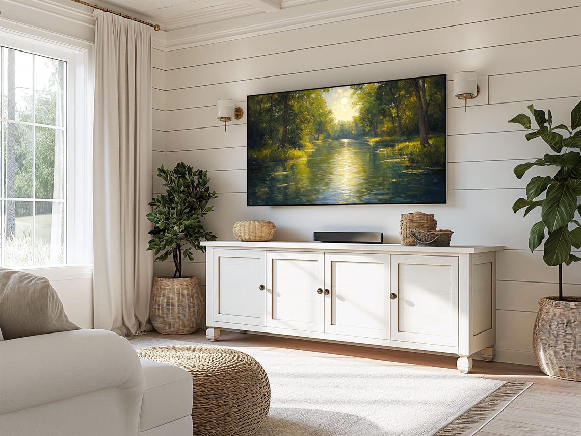 Forest River Landscape Tv Art Serene Nature Scene Frame Tv Art Rustic Wall Decor 3520 - Image 5