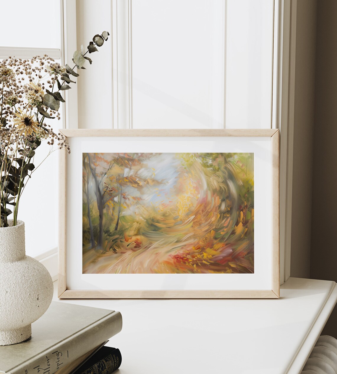 Swirling Autumn Path Abstract Fall Wind Vibrant Impressionist Art Poster - Image 6