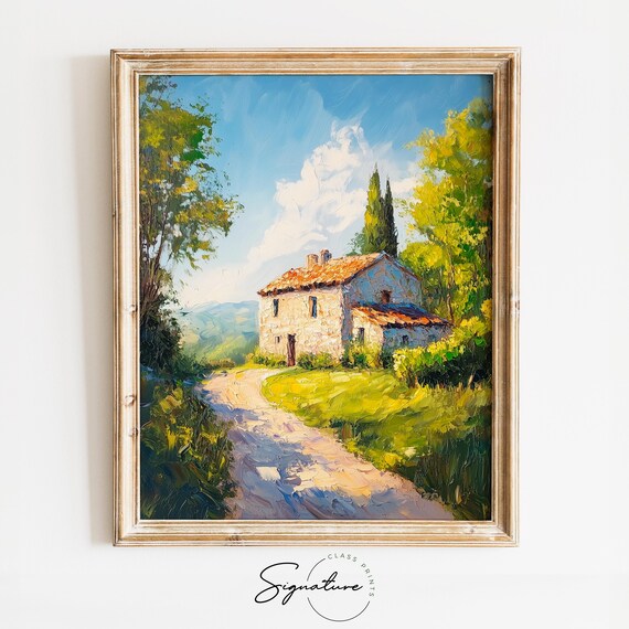 Sunlit Stone Cottage on Winding Country Road Cypress Hills Poster