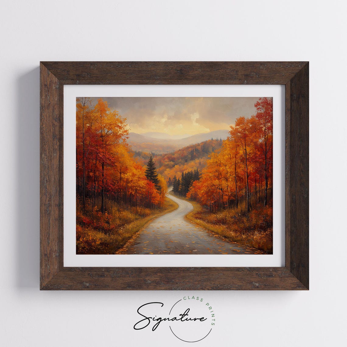 Winding Road Through Red Orange Autumn Woodland Fall Hills Print - Image 5