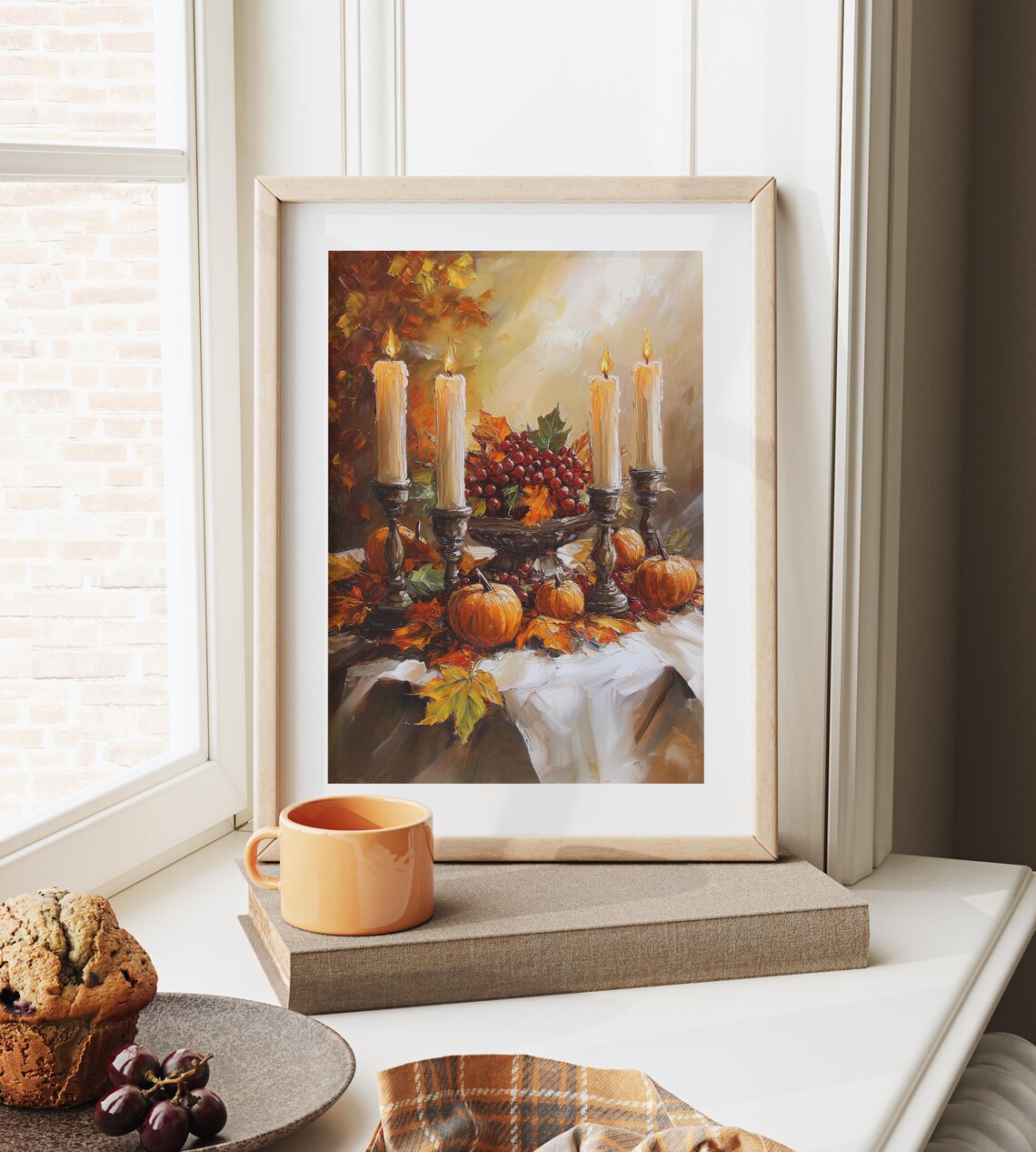 Candlelit Pumpkin And Berry Harvest Autumn Still Life Poster - Image 6