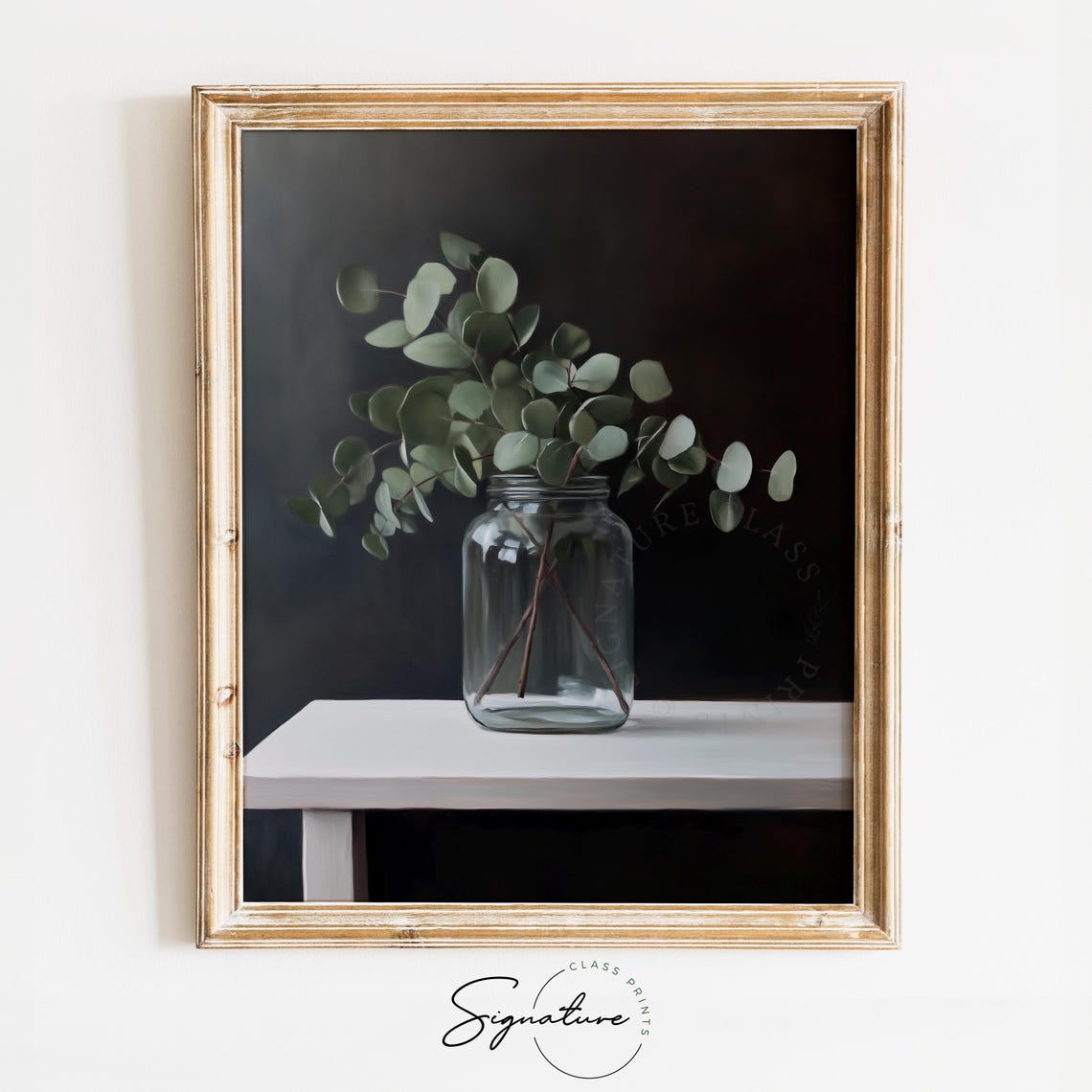 Eucalyptus Sprigs In Glass Jar Moody Minimalist Botanical Poster