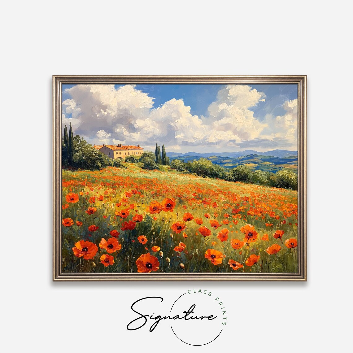 Vibrant Poppies In Provence Farmhouse Field Summer Landscape Art Poster - Image 4