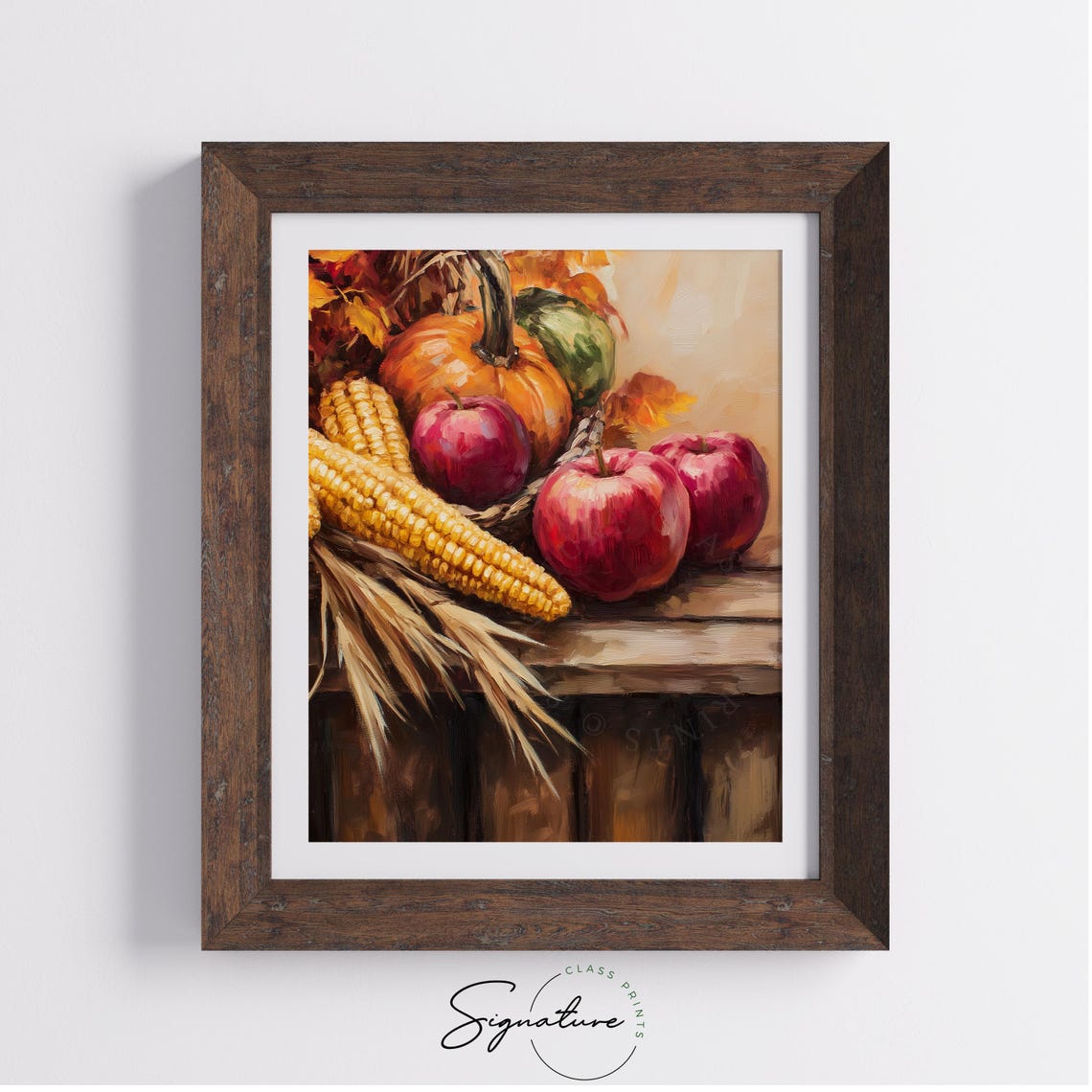 Harvest Still Life With Corn Pumpkins And Apples Autumn Poster - Image 4
