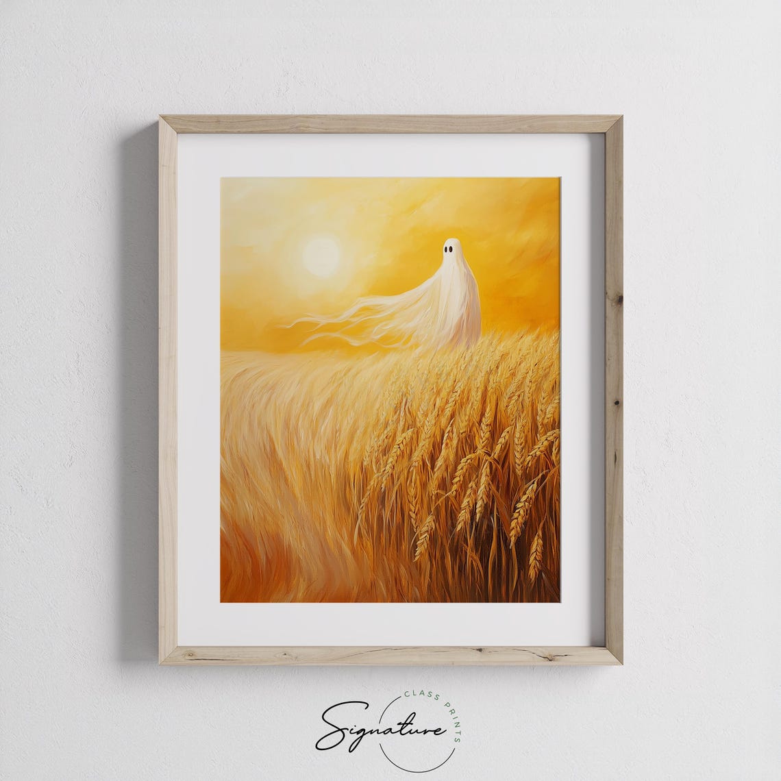 Glowing Ghost Wheat Field Golden Sunset Harvest Twilight Poster - Image 3