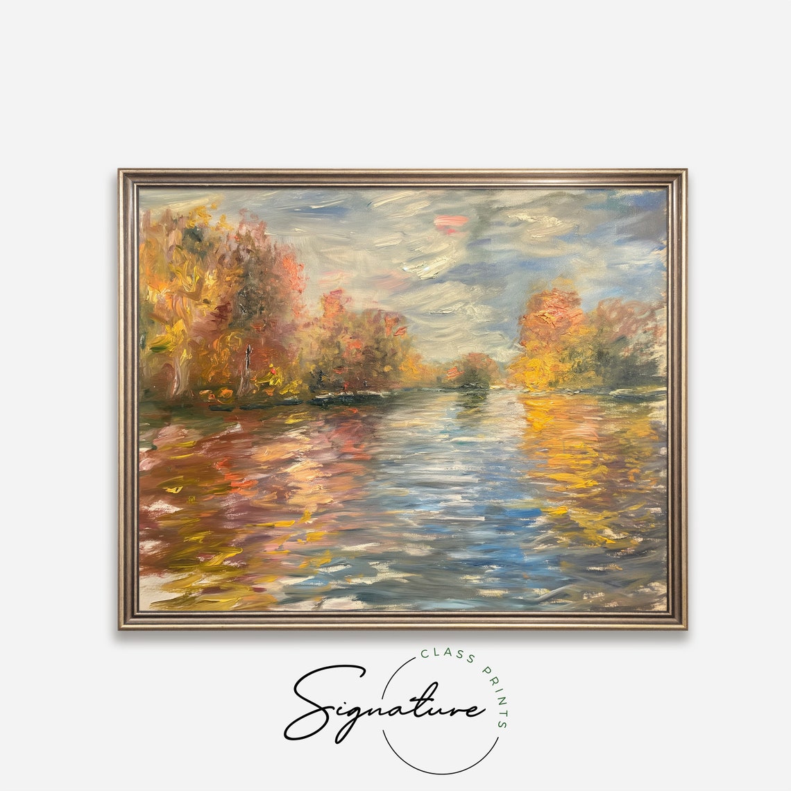 Autumn On The Seine Golden Fall Trees River Landscape Art Poster - Image 4