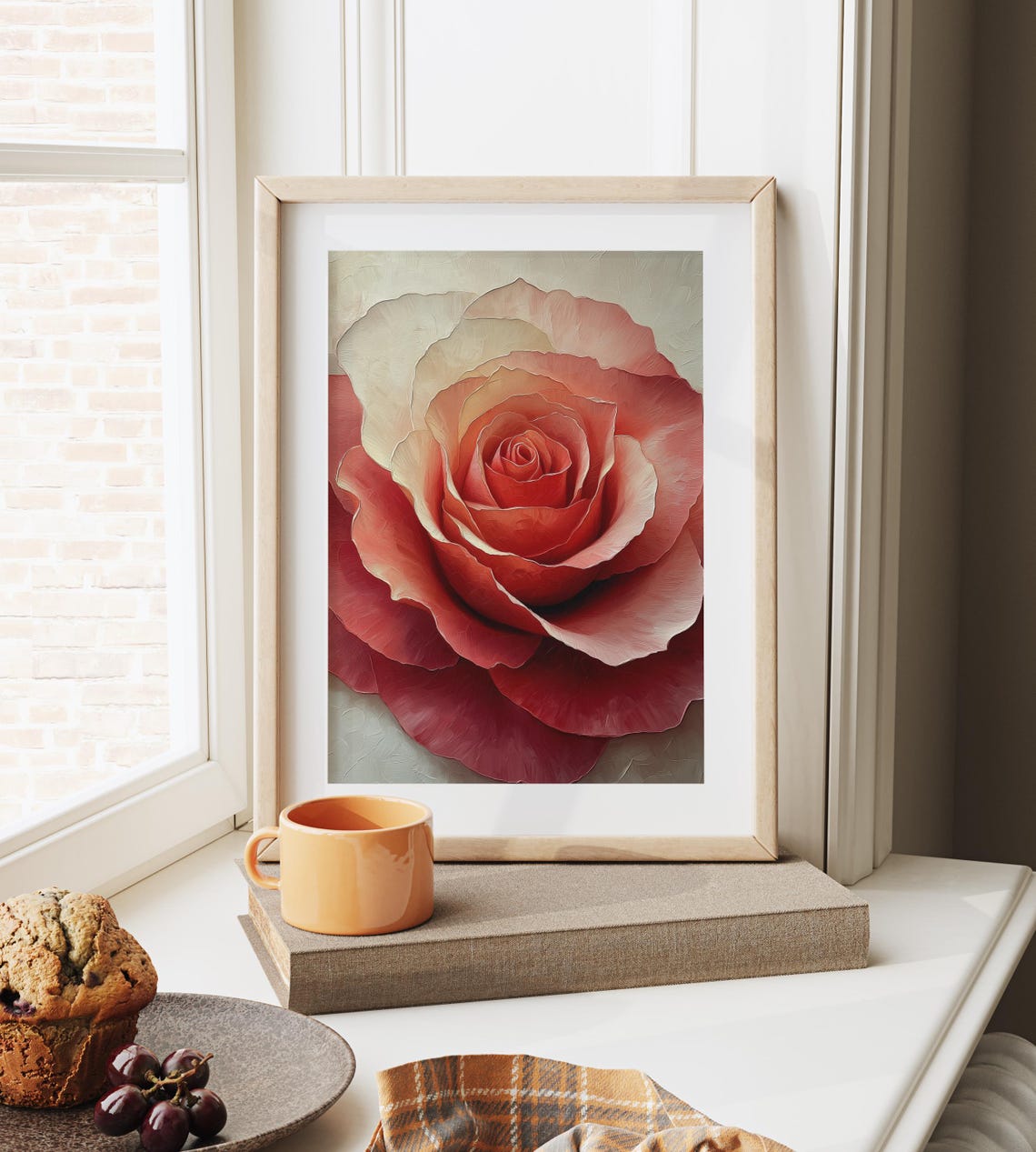 Romantic Rose Close Up Blush Pink Botanical Painting Vintage Wall Art - Image 4