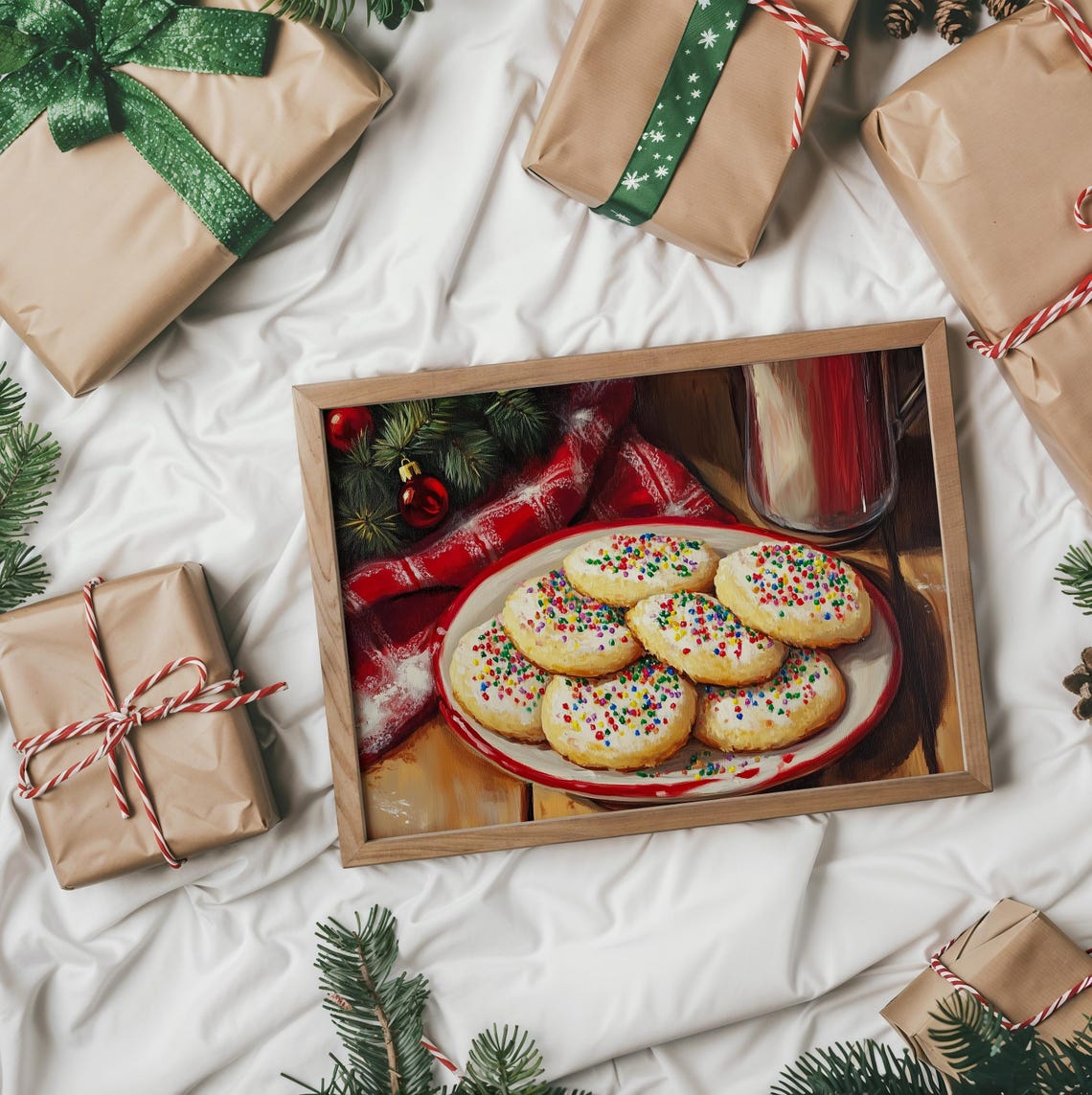 Christmas Sprinkle Cookies On A Plate With Milk Holiday Baking Poster - Image 2