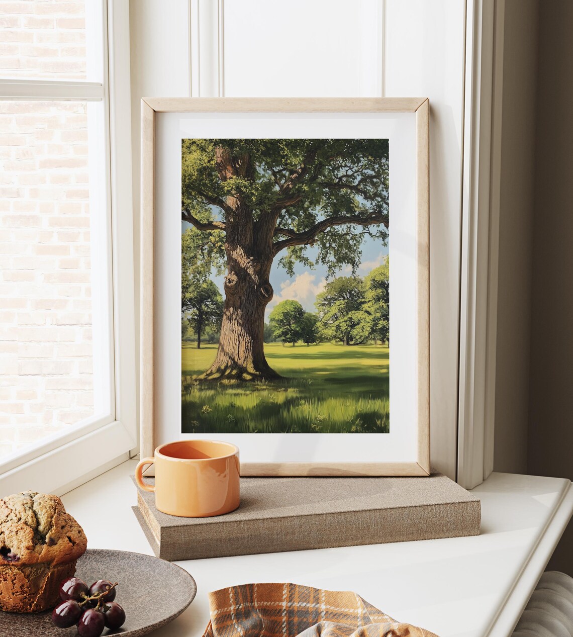 Tranquil Oak Tree Green Meadow Summer Landscape Rustic Countryside Poster - Image 6