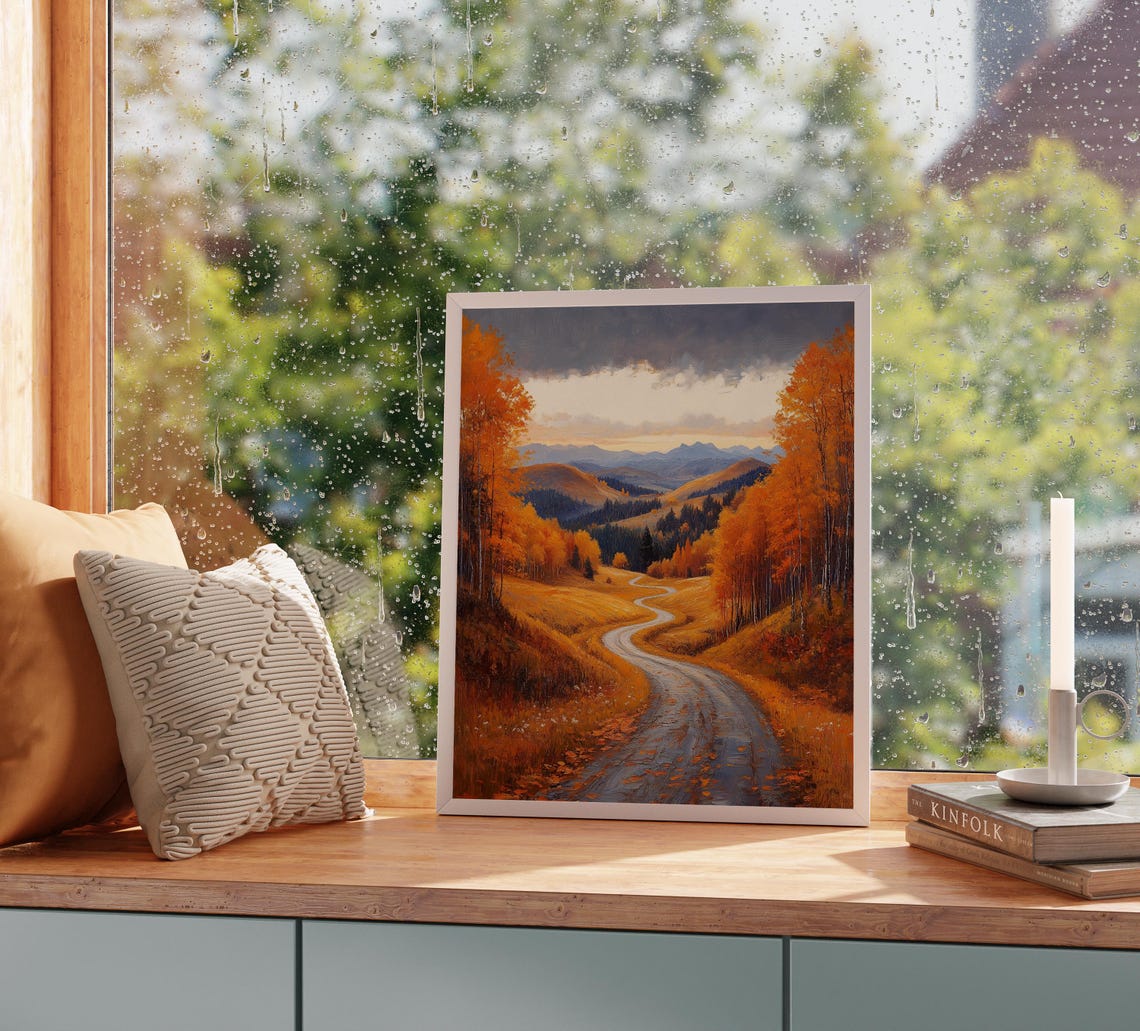 Golden Valley Winding Road Dramatic Sky Mountain Vista Print - Image 2