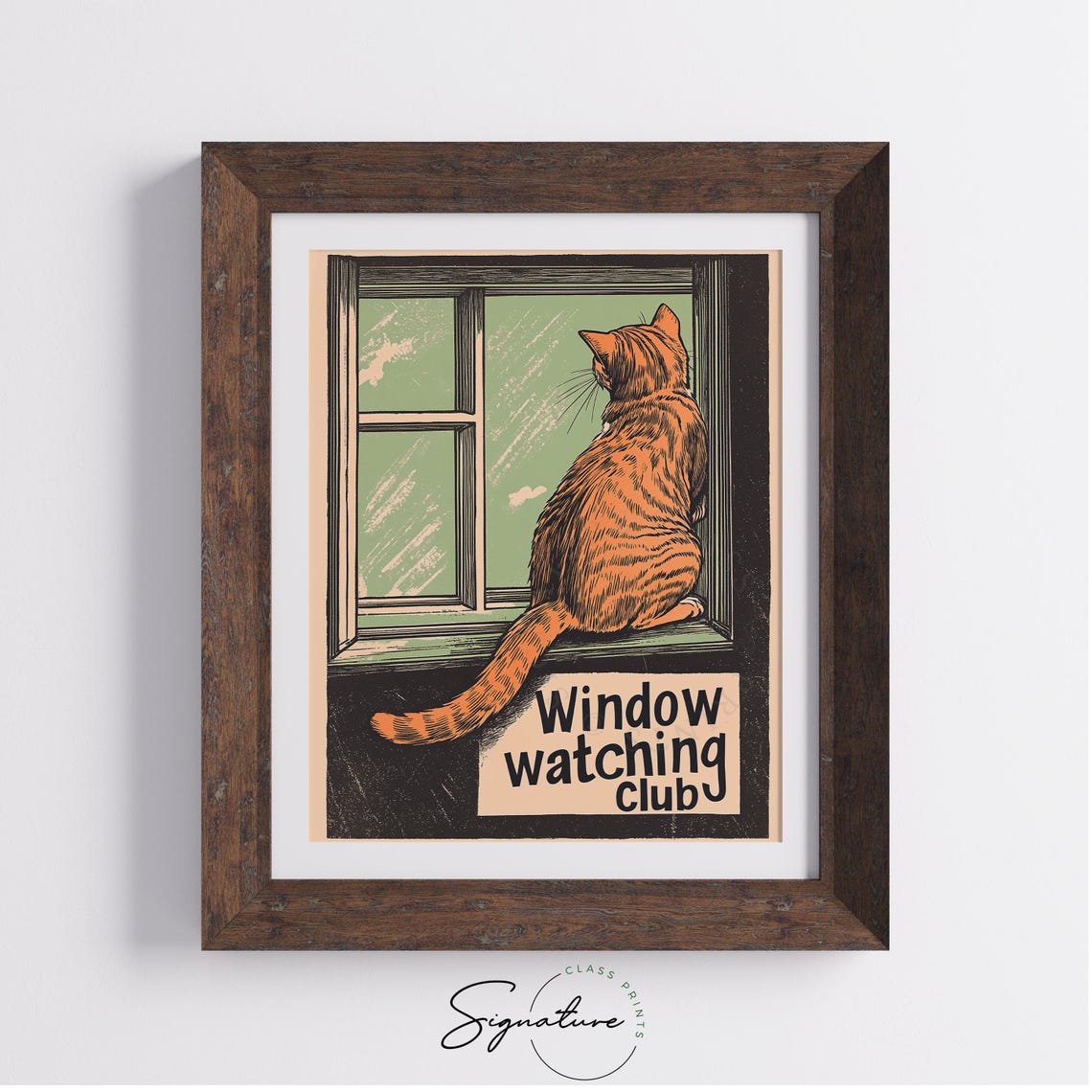 Funny Window Watching Club Orange Tabby Cat Retro Cat Poster - Image 4