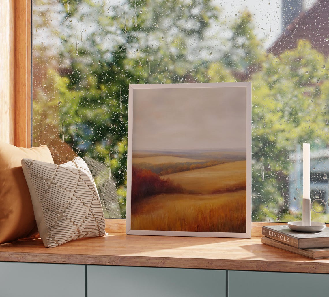 Rolling Golden Hills Under a Soft Sky Peaceful Autumn Landscape Poster - Image 2