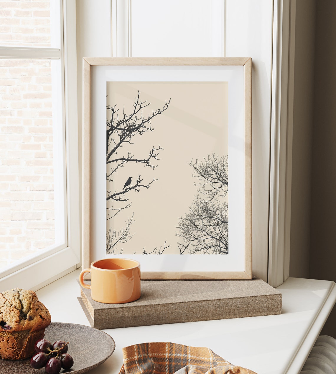 Lone Bird In Bare Winter Trees Against Pale Sky Nature Poster - Image 6