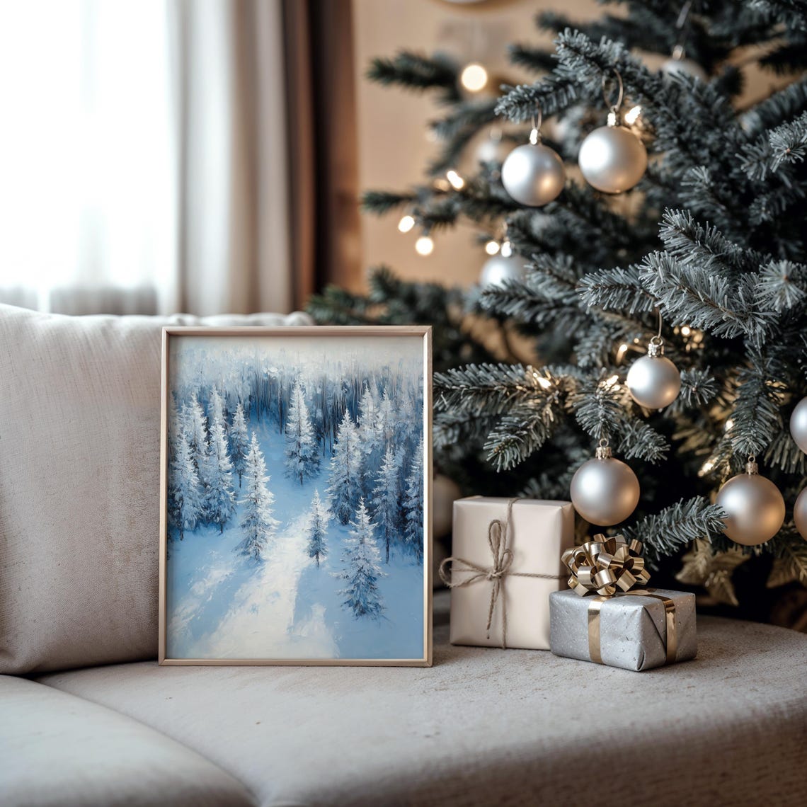 Frosted Blue Cedar Forest From Above Winter Aerial View Poster - Image 5