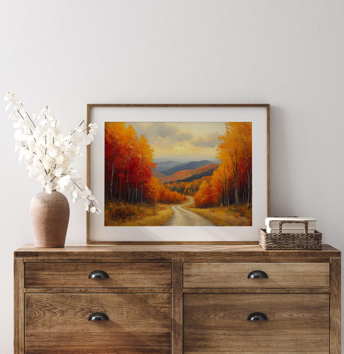 Winding Mountain Road Through Fiery Autumn Forest Valley Print - Image 3