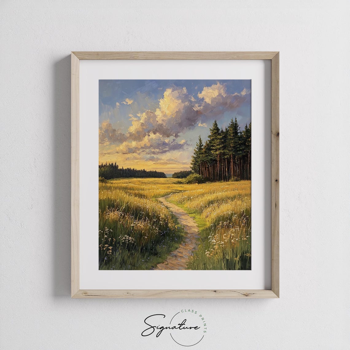 Broad Meadow Path With Golden Evening Glow Pine Forest Sunset Poster - Image 2
