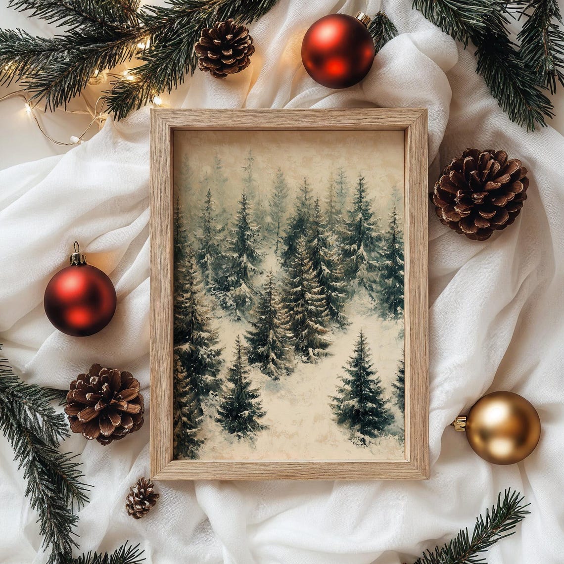 Tall Snowy Pines Framing a Sunlit Winter Valley Vista Poster - Image 4