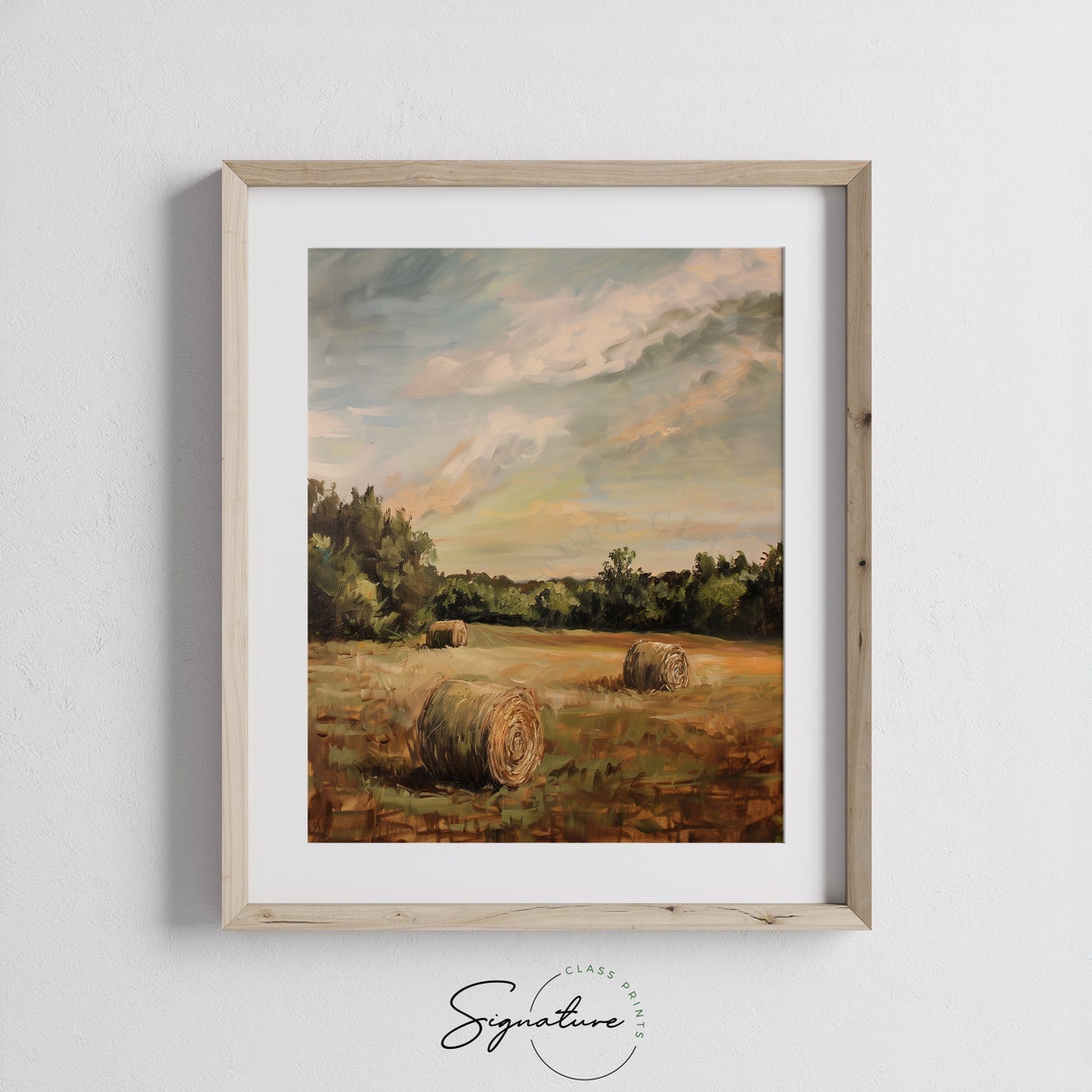 Sunrise Harvest Vista Early Morning Hay Bales Rural Landscape Art Print Sunlit Country Field Decor Warm Farmhouse 488 - Image 3
