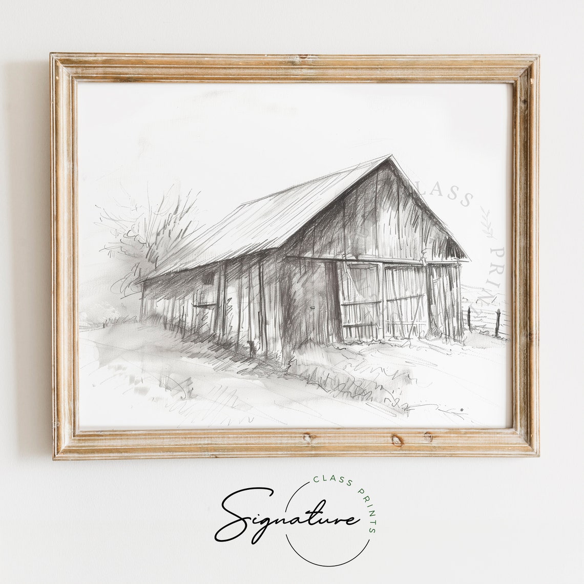 Old Wooden Barn Pencil Sketch Rustic Country Farmhouse Charm Poster