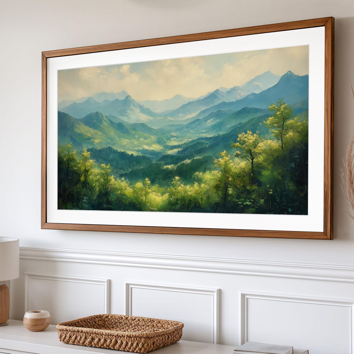 Blue Mountain Ridges Fading Into Mist Peaceful Frame TV Wall Art - Image 2