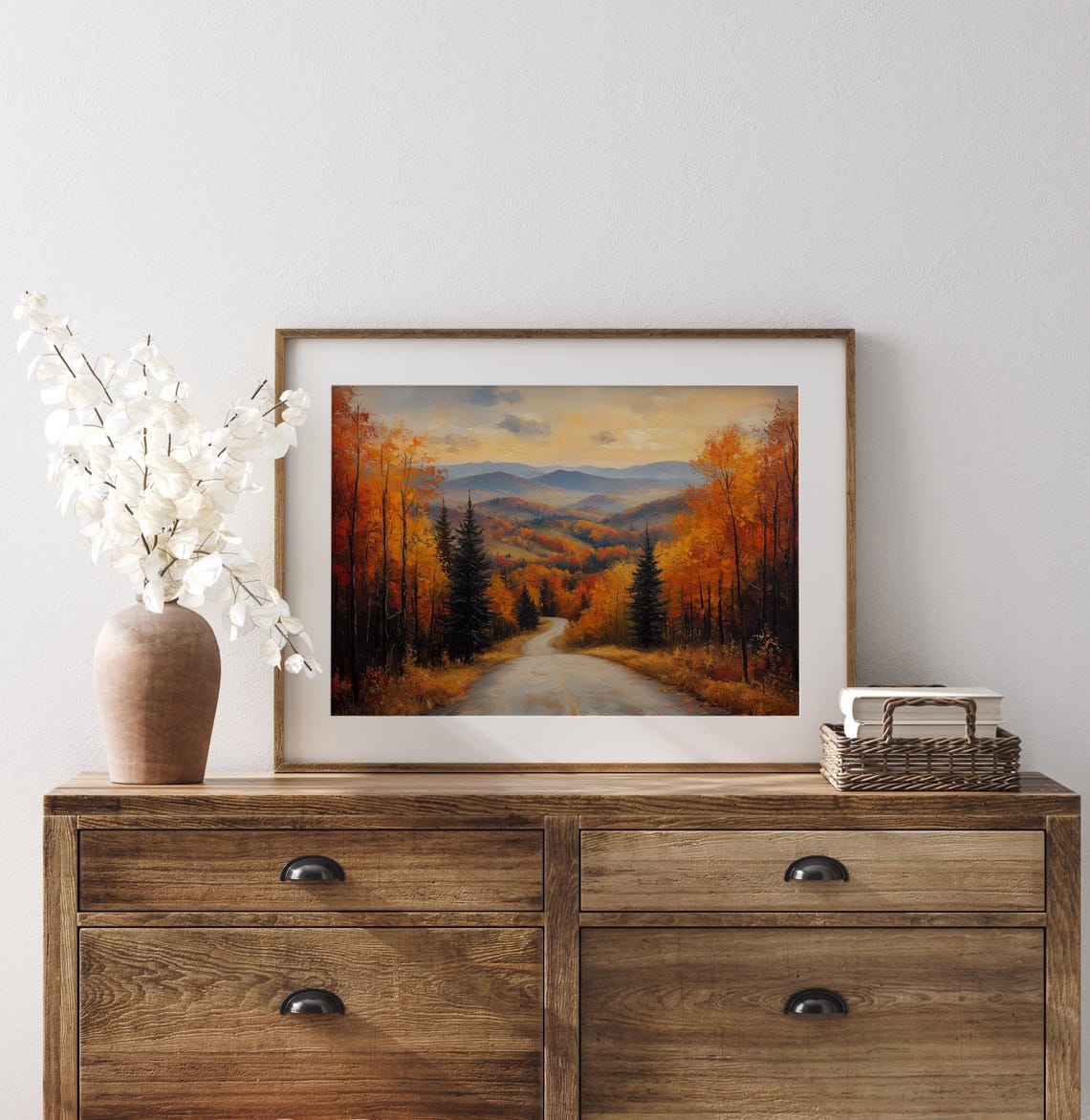 Autumn Country Road Forest Sunset Mountains Evening Glow Poster - Image 3