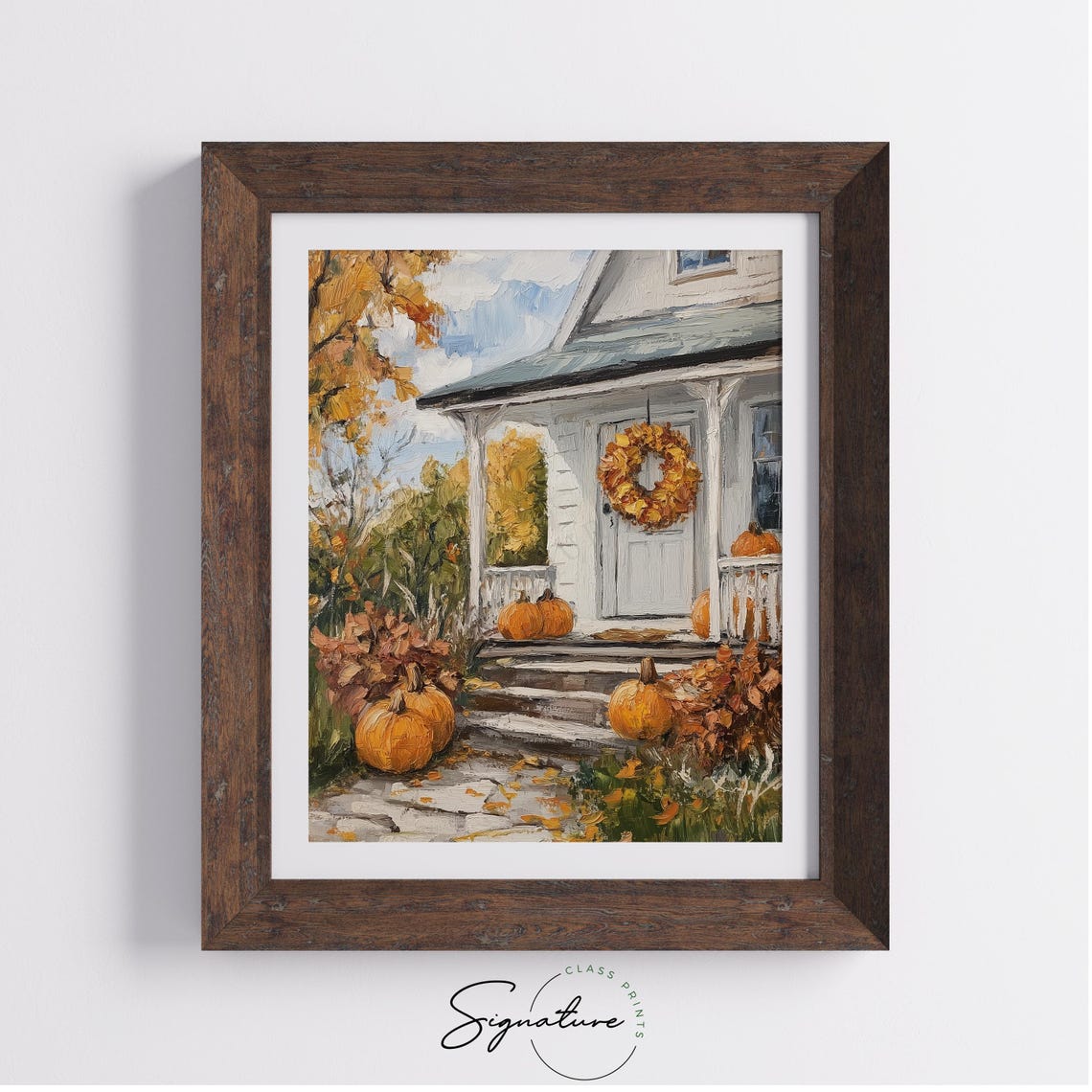 Rustic Cottage Porch With Pumpkins And Wreath Fall Harvest Poster - Image 4