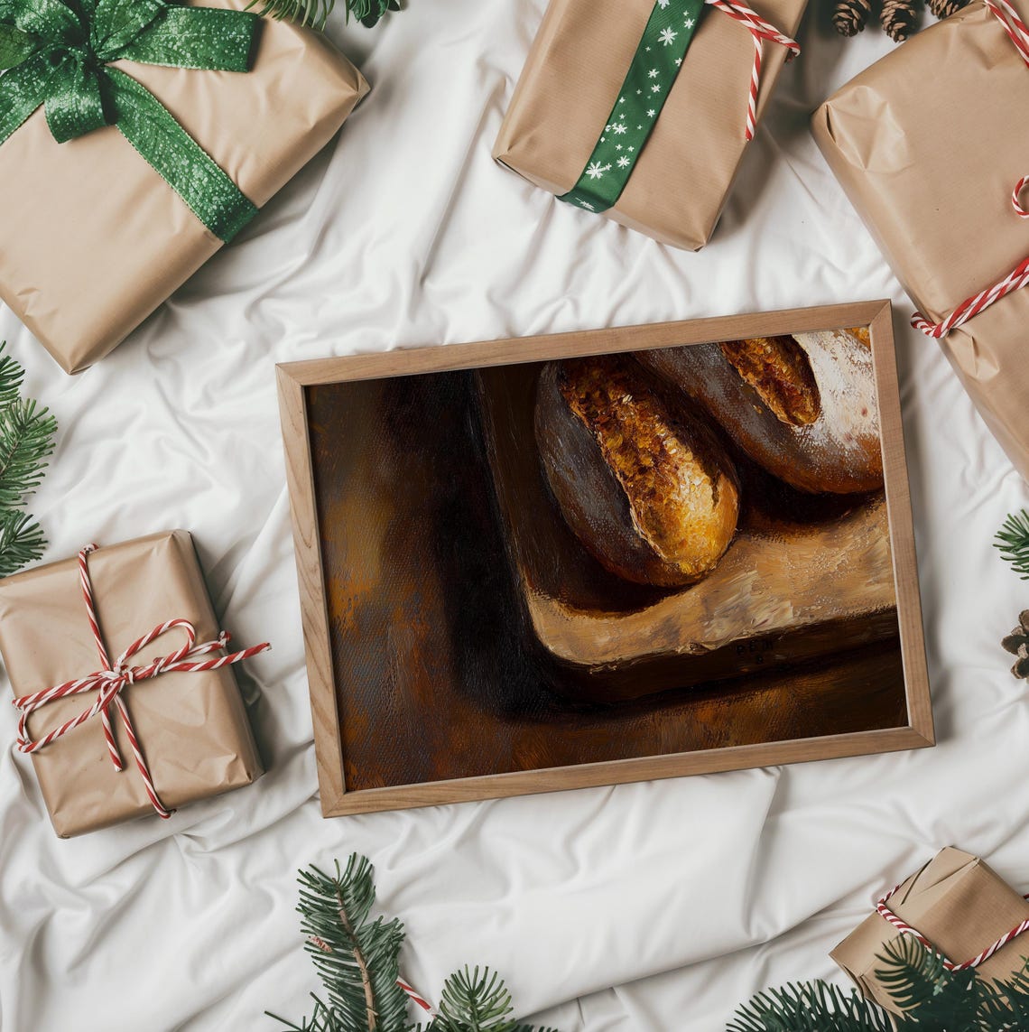 Fresh Baked Baguettes In A Basket Rustic Bakery Still Life Poster - Image 2