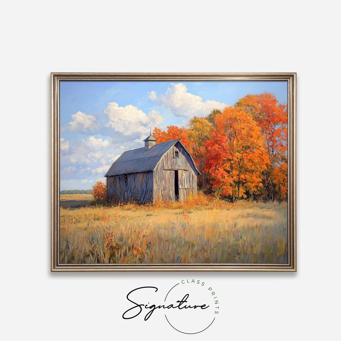 Weathered Wooden Barn Golden Field Autumn Trees Rustic Poster - Image 4