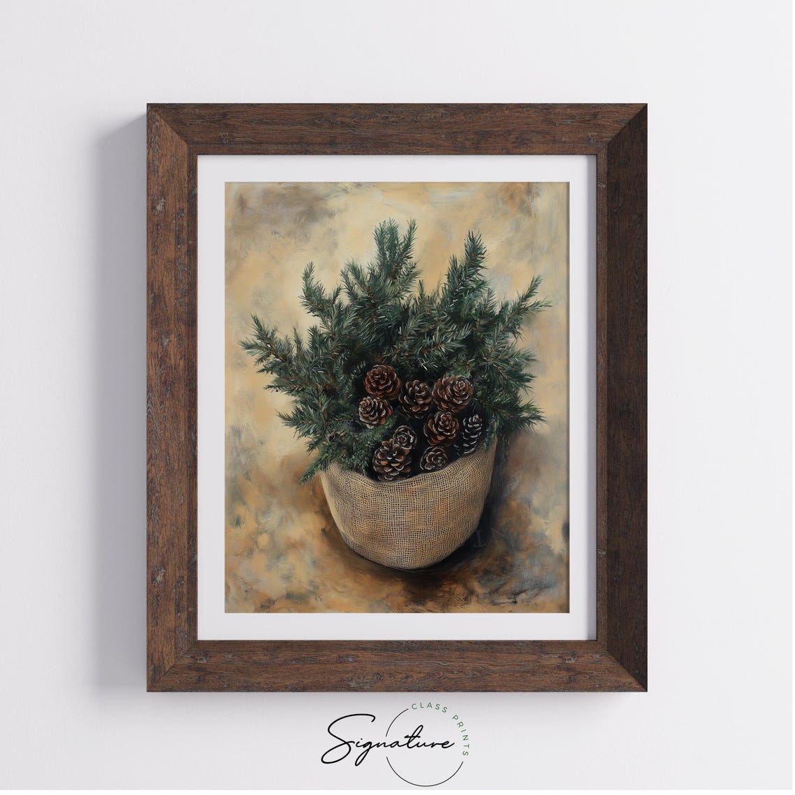 Potted Evergreen Tree with Pinecones in Burlap Pot Christmas Poster - Image 3