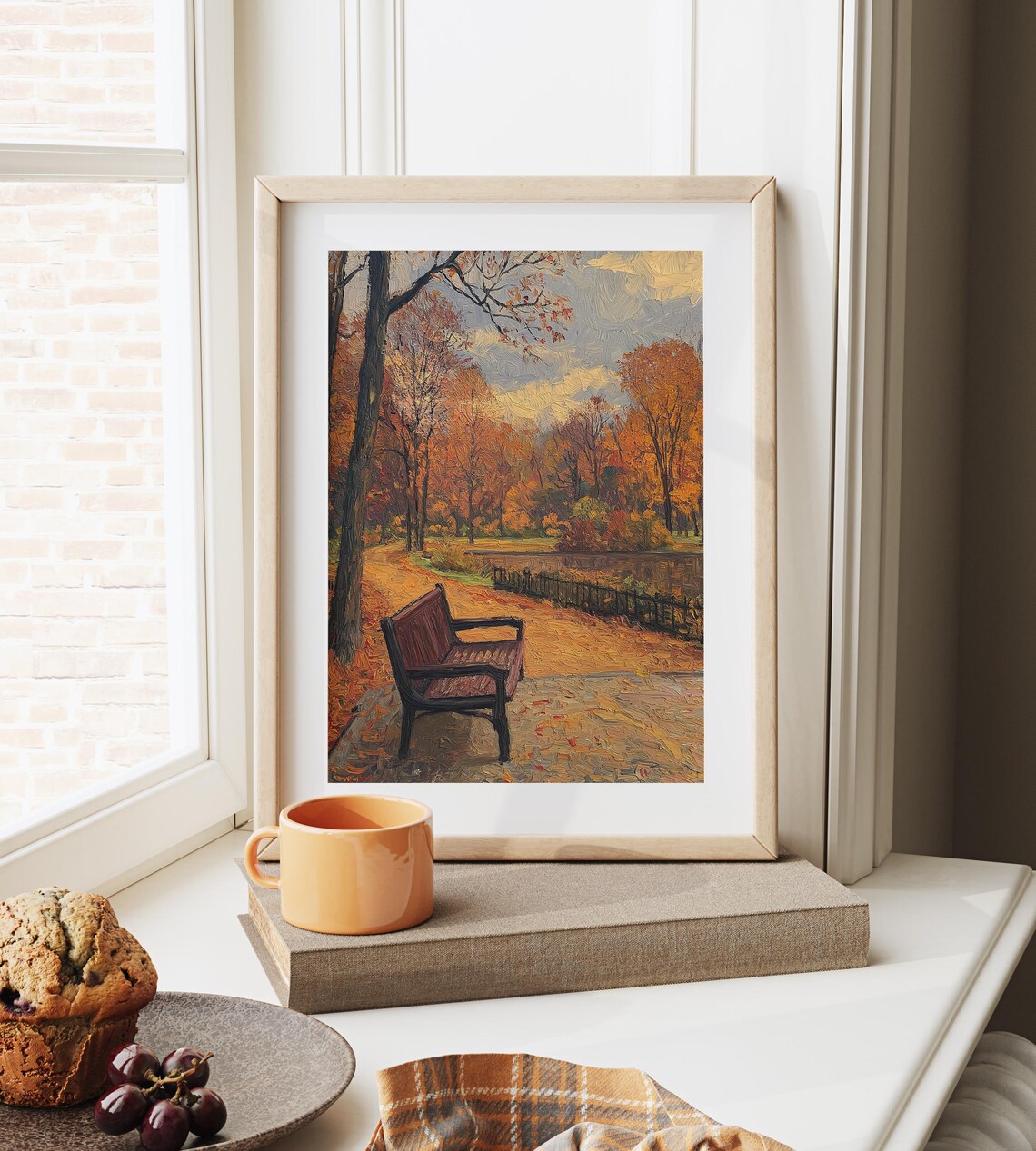 Autumn Walk in Urban Park, Vintage Cityscape Art Print - Image 6