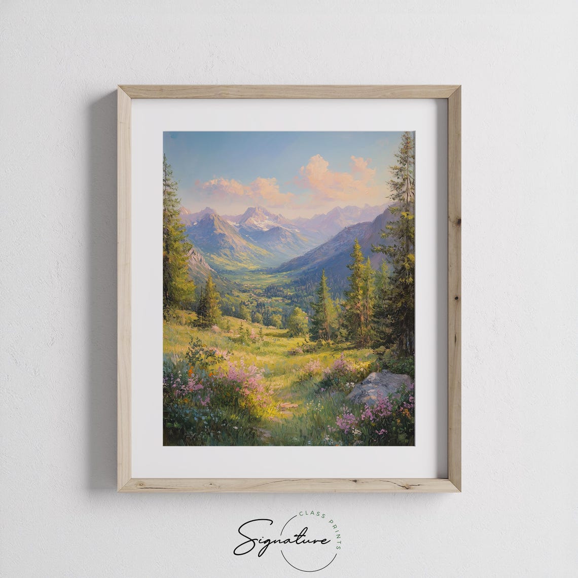 Quiet Alpine Valley Rolling Hills With Distant Peaks Pastoral Poster - Image 2