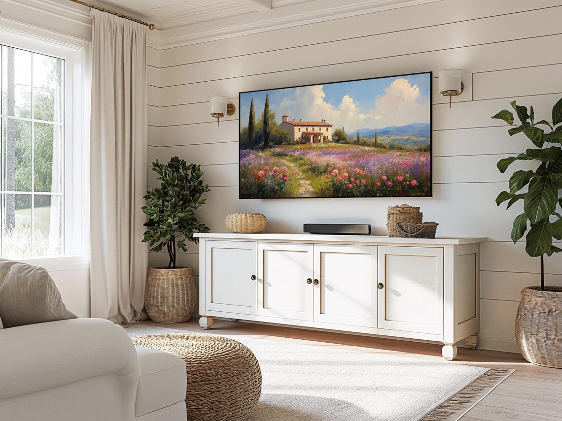 Italian Villa Flower Meadow Cypress Trees Countryside Landscape Poster - Image 5