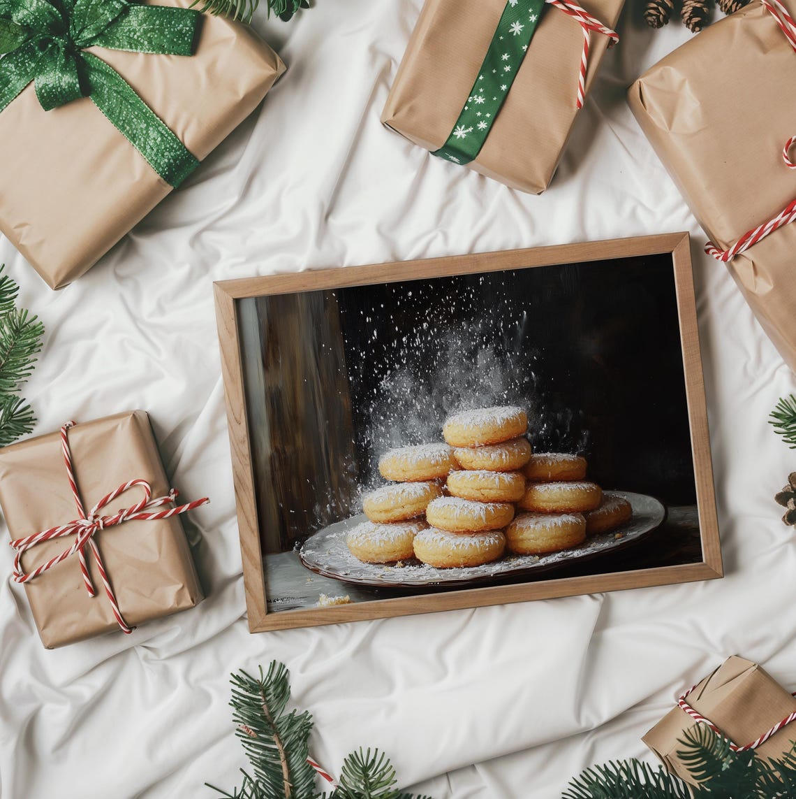 Powdered Sugar Cookies Stack Holiday Baking Festive Treats Poster - Image 2