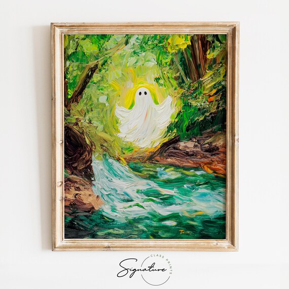 White Ghost Forest Stream Turquoise Water Green Woods Poster