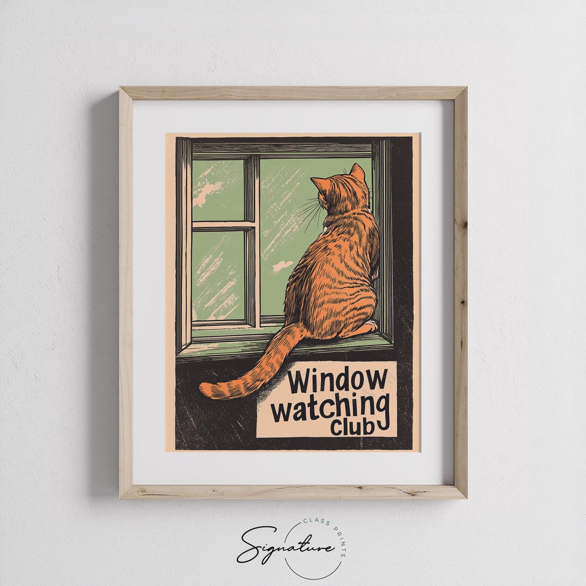 Funny Window Watching Club Orange Tabby Cat Retro Cat Poster - Image 3