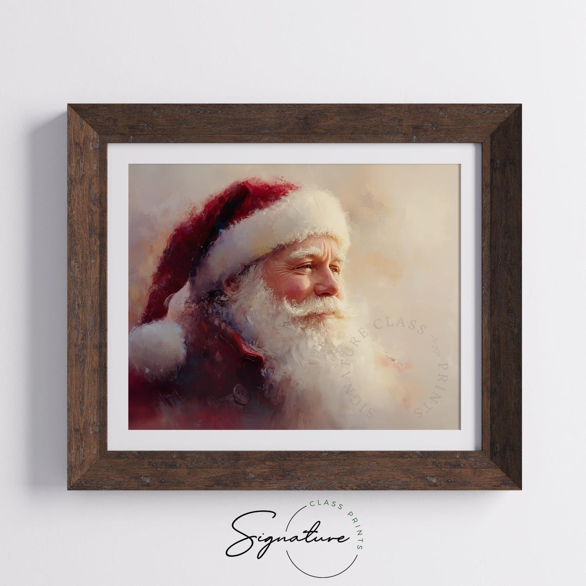 Santa Claus Smiling In Warm Light Soft Watercolor Portrait Poster - Image 5