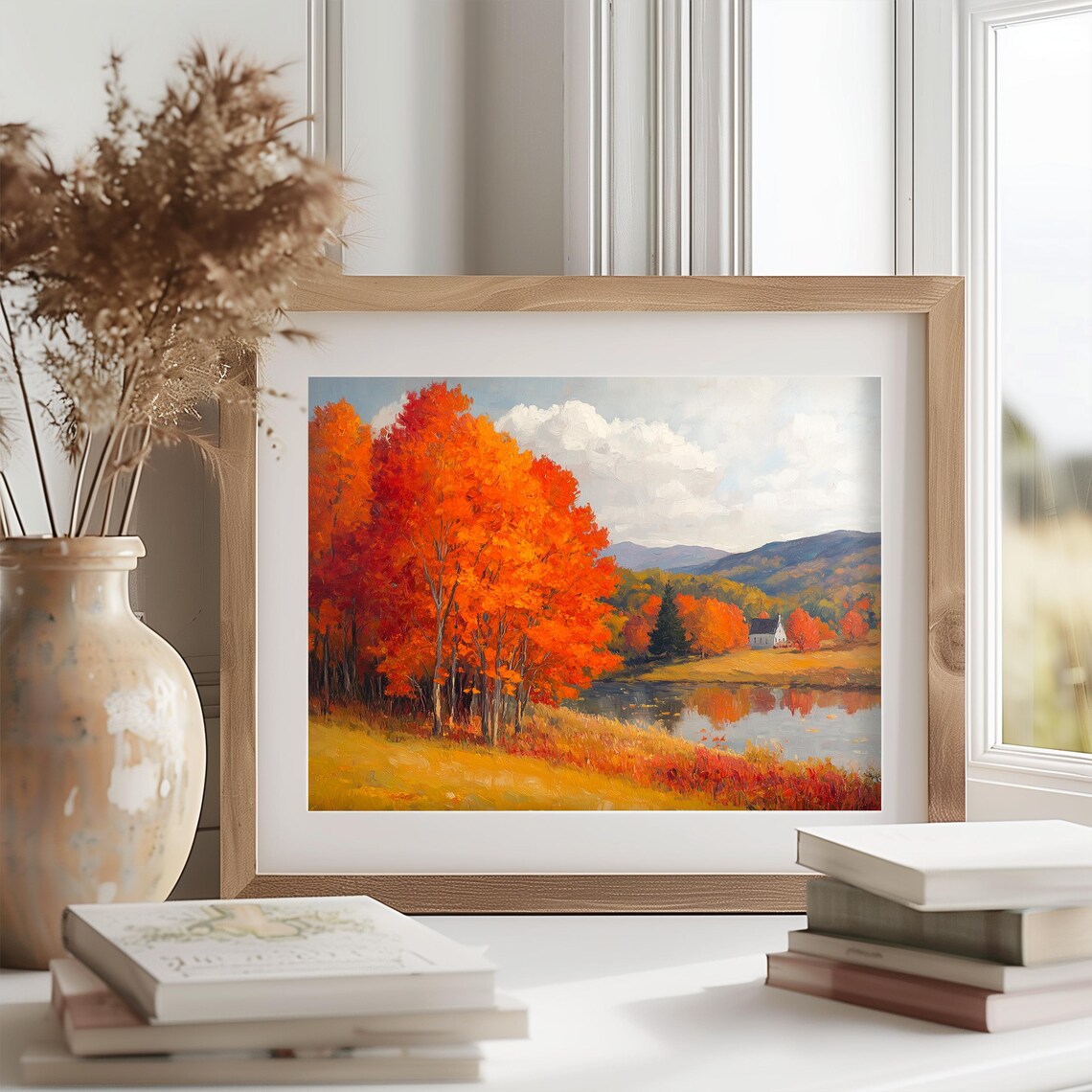 Fiery Maple Trees In Vermont Art Print, Rustic Fall - Image 2