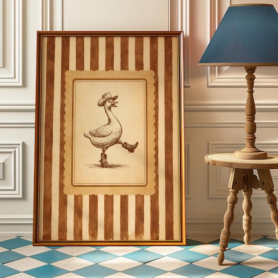 Silly Cowboy Goose, Funny Western Nursery Poster