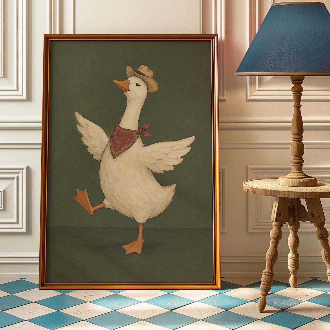 Dancing Cowboy Goose, Funny Western Poster