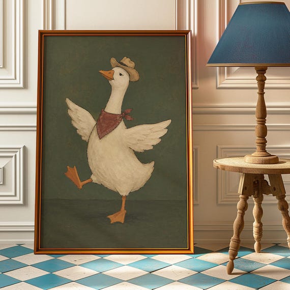 Dancing Cowboy Goose, Funny Western Poster