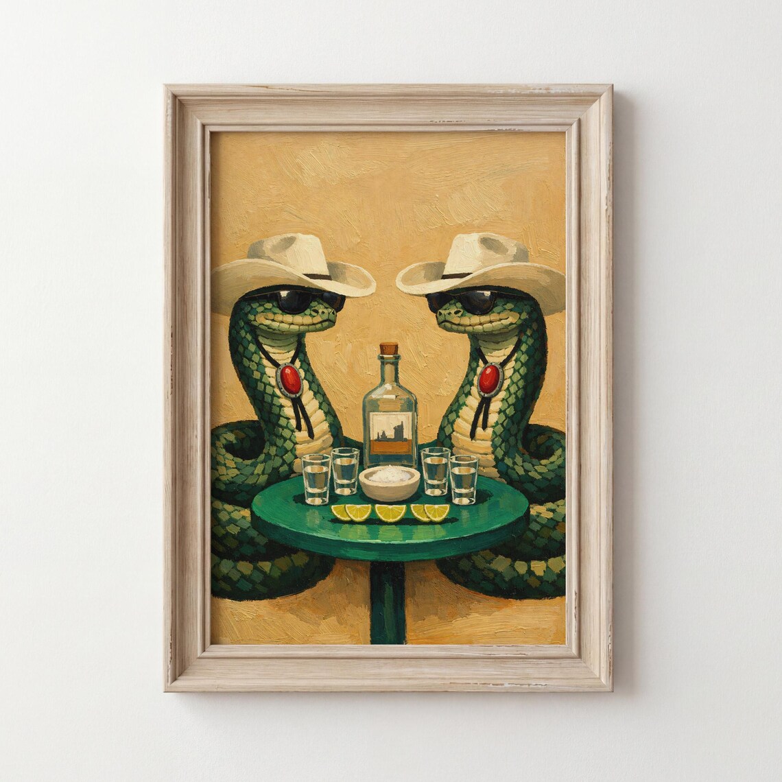 Cowboy Snake Tequila Party Poster Print, Vintage Western