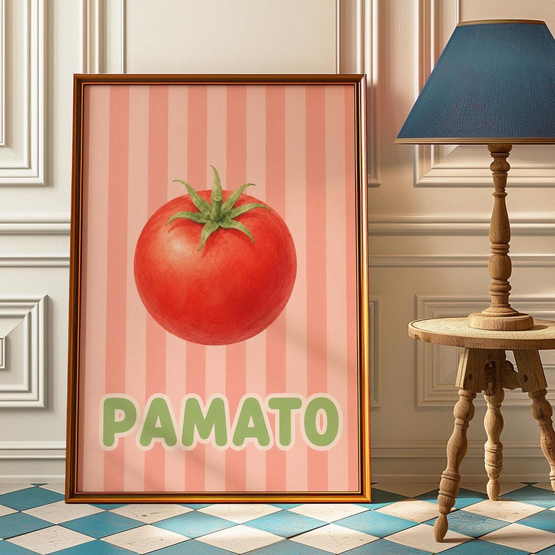 Pamato Tomato Watercolor Toddler Mispronunciation Kitchen Fruit Poster