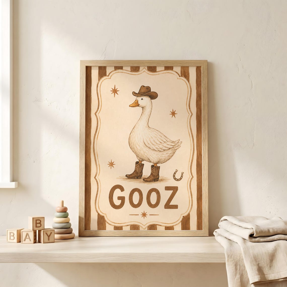 Gooz Cowboy Goose Boots Western Baby Nursery Personalized Poster