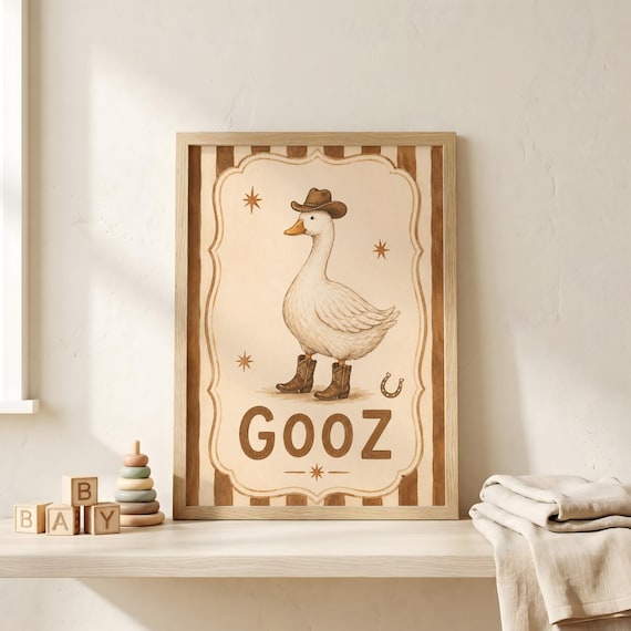 Gooz Cowboy Goose Boots Western Baby Nursery Personalized Poster