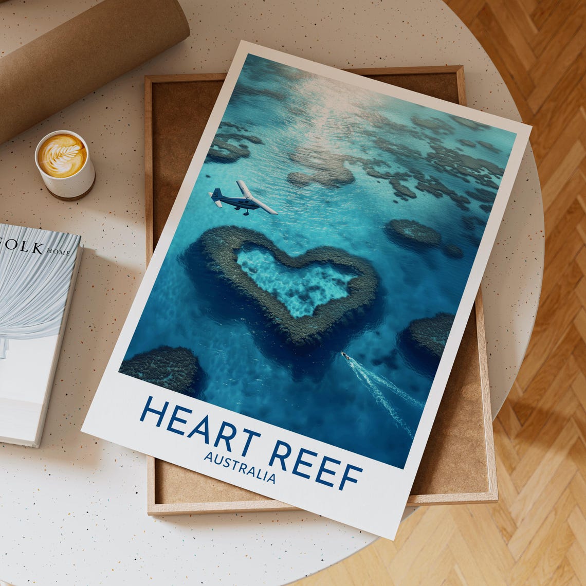 Heart Reef Australia Aerial Seaplane Over Turquoise Ocean Poster