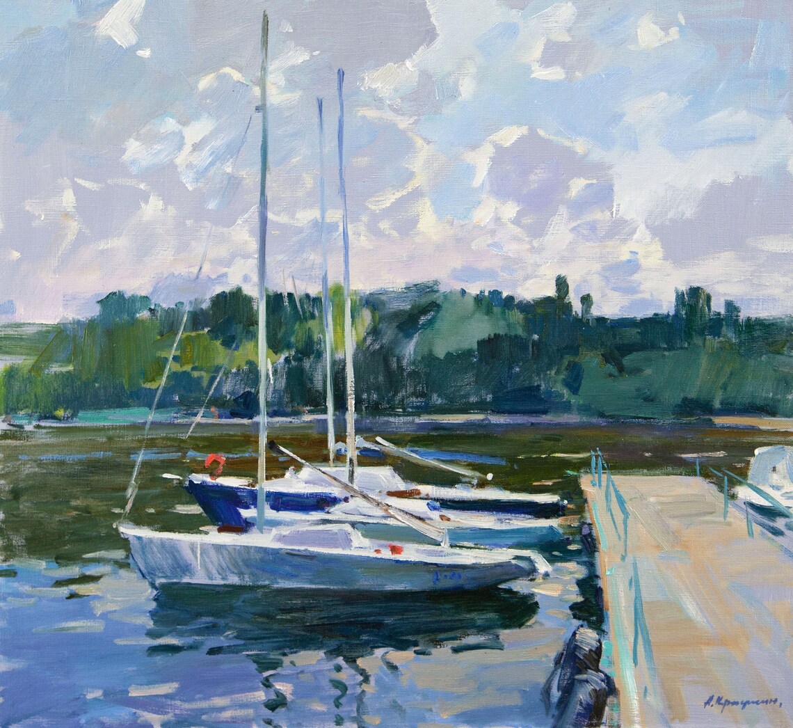 Pier Painting, Impressionist Landscape Art Print - Image 3