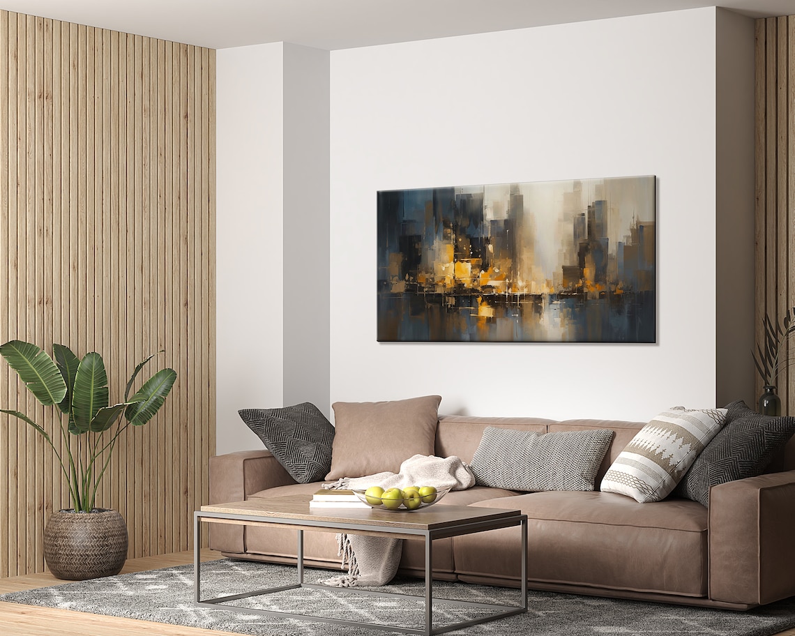 Abstract Cityscape Painting, New York Evening - Image 2